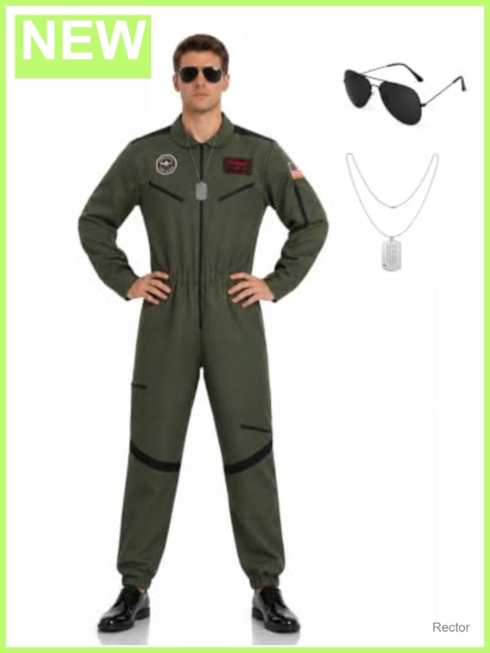 Men's Halloween Fighter Jet Pilot Costume Jumpsuit for Adults